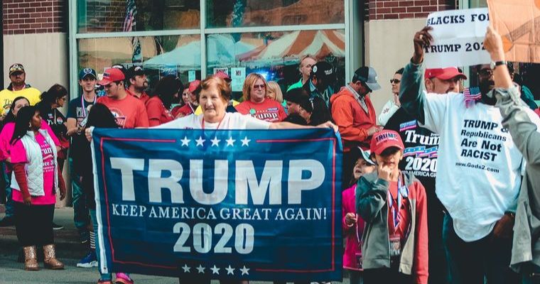 People protesting for keeping America great again